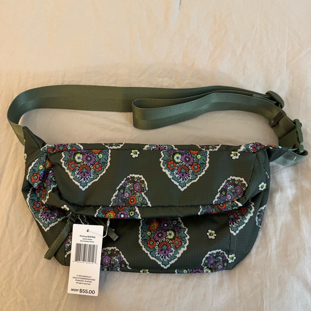 NEW NWT Vera Bradley Portnoy Belt Bag Kew Gardens Green Design